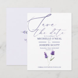 Reserve A Data Casamento com Aquarela Elegante Lavanda Bliss