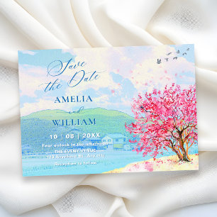 Reserve A Data Casamento com aquarela estética de primavera