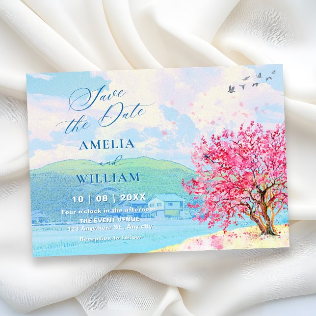 Reserve A Data Casamento com aquarela estética de primavera (Criador carregado)