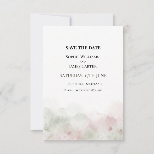 Reserve A Data Casamento com Aquarela Rosada (Frente)