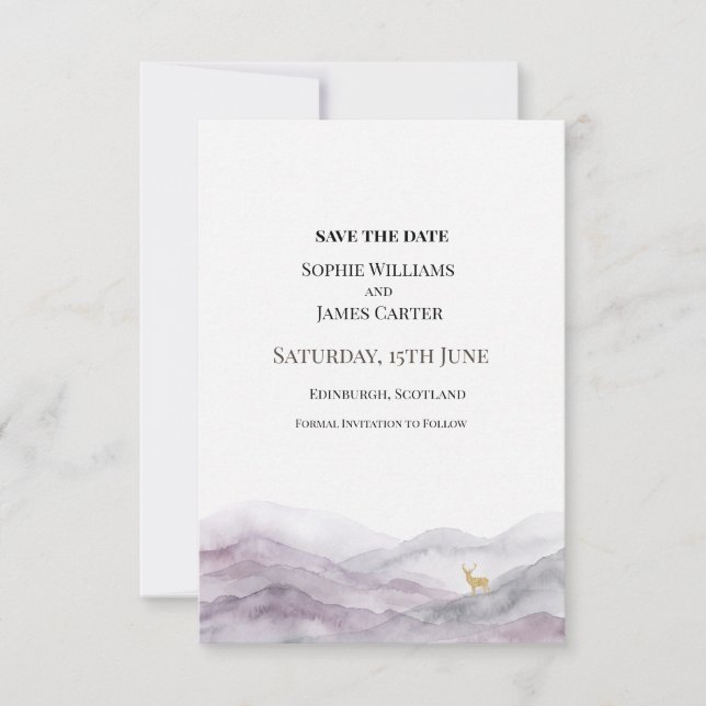 Reserve A Data Casamento com Aquarela Roxa (Frente)