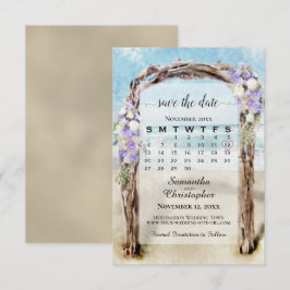 Reserve A Data Casamento com Árvore de Praia Floral Lavanda e Cal