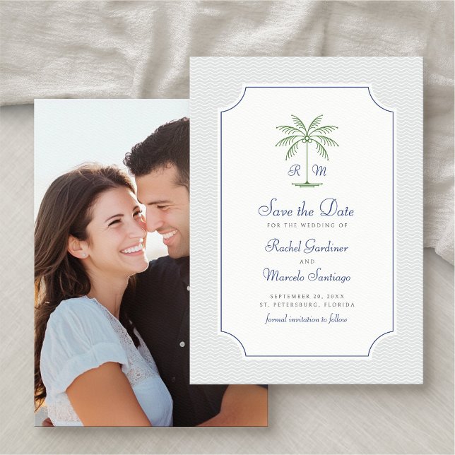 Reserve A Data Casamento com Árvore Tropical Palm Salve a Data (Criador carregado)