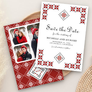 Reserve A Data Casamento com Bordado Ucraniano Vermelho e Preto