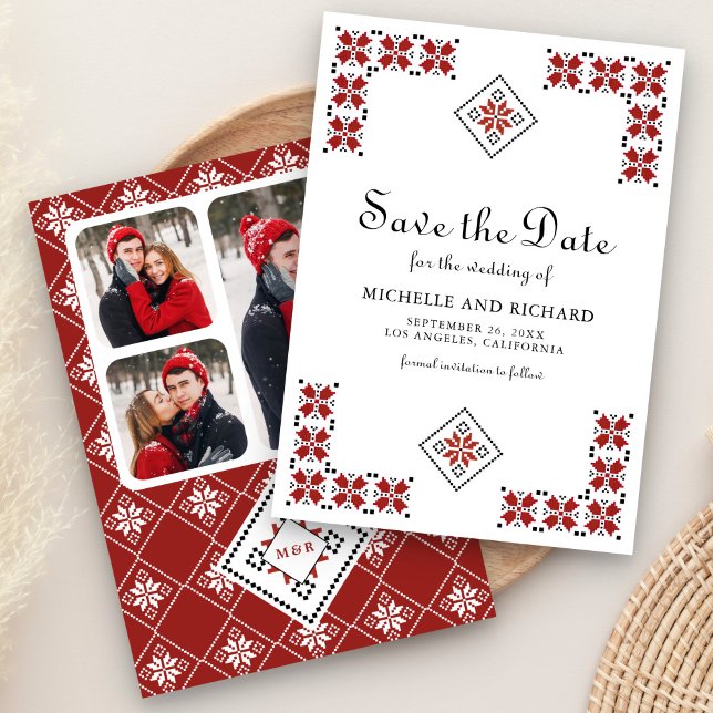 Reserve A Data Casamento com Bordado Ucraniano Vermelho e Preto (Criador carregado)