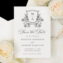 Casamento com Brasão Floral Elegante