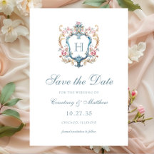 Casamento com Brasão Floral Monogramado Vintage