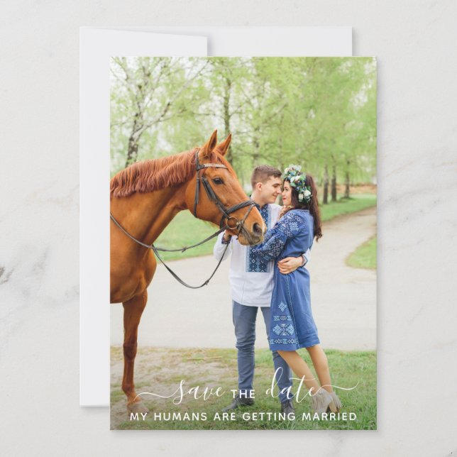 Reserve A Data Casamento com Cavalo de Foto Pet Personalizado Mod (Frente)