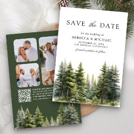 Reserve A Data Casamento com Código QR de Foto da Floresta de Pin