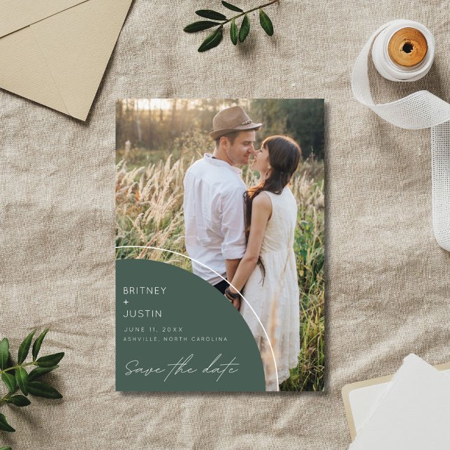 Reserve A Data Casamento com Código QR de Foto Moderno Dois (Modern Two Photo QR Code Wedding Save The Date)