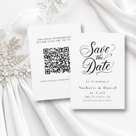 Reserve A Data Casamento com código QR preto e branco simples mod