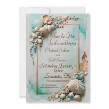 Casamento com concha de mar na praia