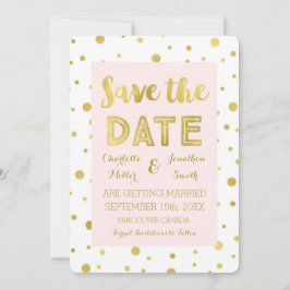 Reserve A Data Casamento com Confetes em Dourado Rosa Save the Da