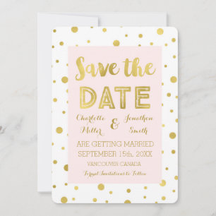 Reserve A Data Casamento com Confetes em Dourado Rosa Save the Da