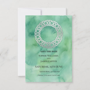 Reserve A Data Casamento com Coroa Celta Verde