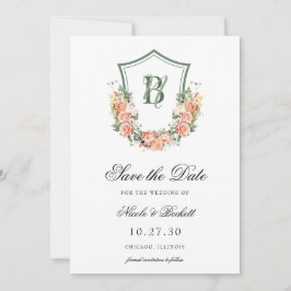 Reserve A Data Casamento com Crista Floral de Pêssego
