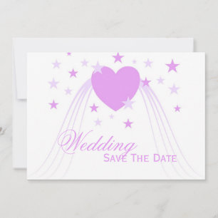 Reserve A Data Casamento com Design de Corações Roxos