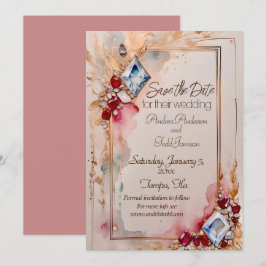 Reserve A Data Casamento com diamantes e rubis