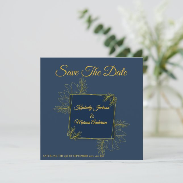 Reserve A Data Casamento com Elegância Dourada (Em pé/Frente)