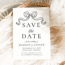 Reserve A Data Casamento com Elegância Vintage e Laço Preto