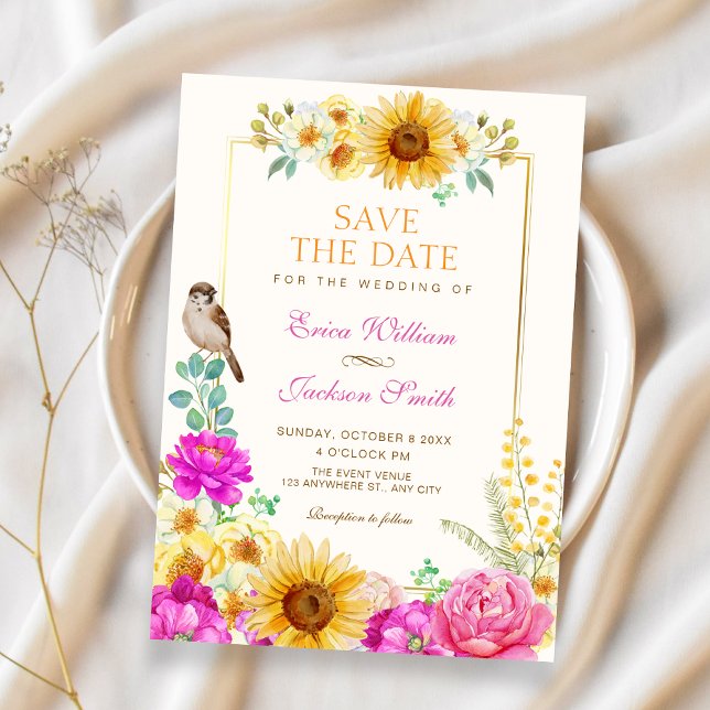 Reserve A Data Casamento com estética floral (Criador carregado)