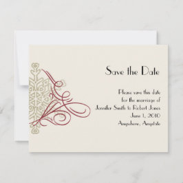 Reserve A Data Casamento com Floco de Neve Vermelho e Dourado Sal
