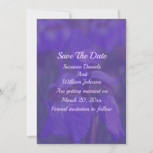 Reserve A Data Casamento com Flor em Íris Roxo