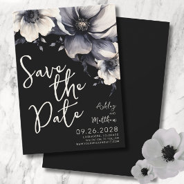 Reserve A Data Casamento com Floral Preto