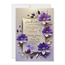 Casamento com flores roxas Douradas