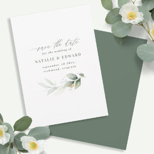 Reserve A Data Casamento com folhagem aquarela e dourado metálico