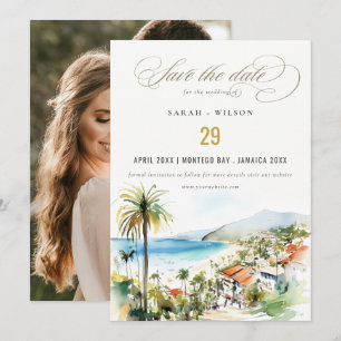 Reserve A Data Casamento com Foto de Aquarela em Puerto Vallarta