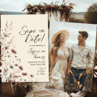 Casamento com Foto de Flores Silvestres Rústico Bo