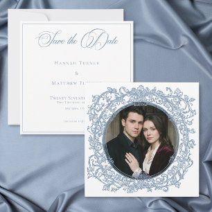 Reserve A Data Casamento com Foto de Jardim com Crista Azul Elega