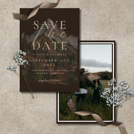 Reserve A Data Casamento com Foto de Montanha em Aquarela Rústica