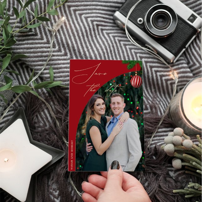 Reserve A Data Casamento com Foto de Natal na moda (Criador carregado)