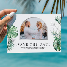 Reserve A Data Casamento com Foto de Palmeira Monstera Tropical P