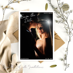 Reserve A Data Casamento com Foto e Letra Elegante Minimalista Si