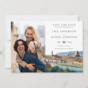 Reserve A Data Casamento com Foto em Aquarela da Silhueta de Flor