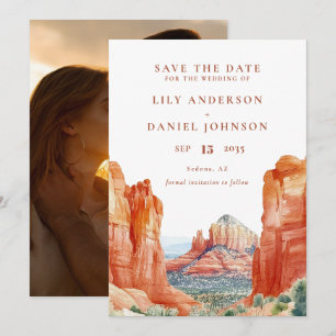 Reserve A Data Casamento com Foto em Aquarela de Água de Montanha