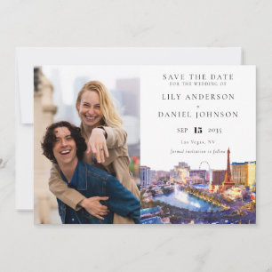 Reserve A Data Casamento com Foto em Aquarela do Horizonte de Las