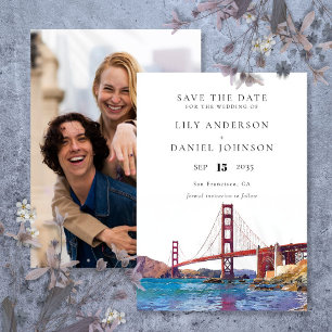 Reserve A Data Casamento com Foto em Aquarela em São Francisco