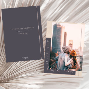 Reserve A Data Casamento com Foto em Azul Naval e Dourado Rosa El