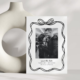 Reserve A Data Casamento com Foto Moderna Arco Desenhado à Mão Ca