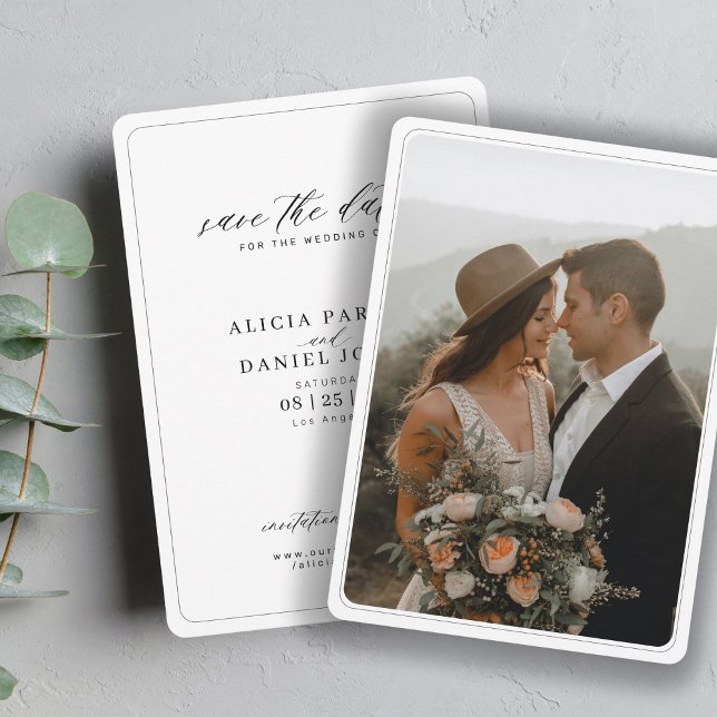 Reserve A Data Casamento com foto simples e elegante (Criador carregado)