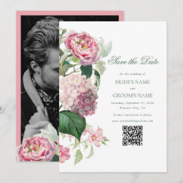 Reserve A Data Casamento com Fotografias Romântica De Flores Rosa