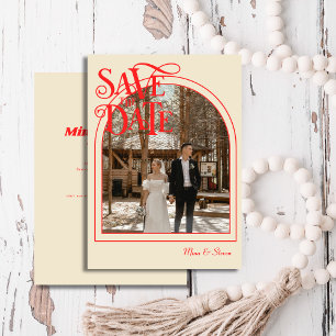 Reserve A Data Casamento com fotos da Tipografia do Red Retro Vin