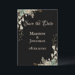 Reserve A Data Casamento com Grafismo Floral Preto Elegante<br><div class="desc">Um convite de casamento tão lindo e sofisticado. O preto é classe.</div>