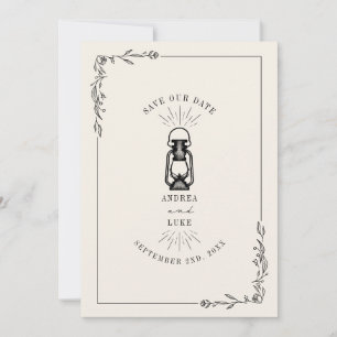 Reserve A Data Casamento com Lanterna Rústica Vintage Salve a Dat