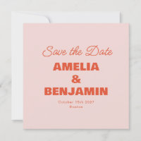 Casamento com Letra Cursiva Retro Laranja Rosa Pas
