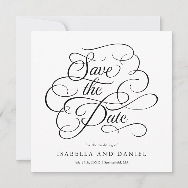 Reserve A Data Casamento com Letra de Caligrafia Moderna e Elegan (Frente)